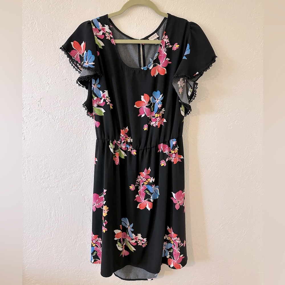 A New Day black and flower summer dress with lower back cutout